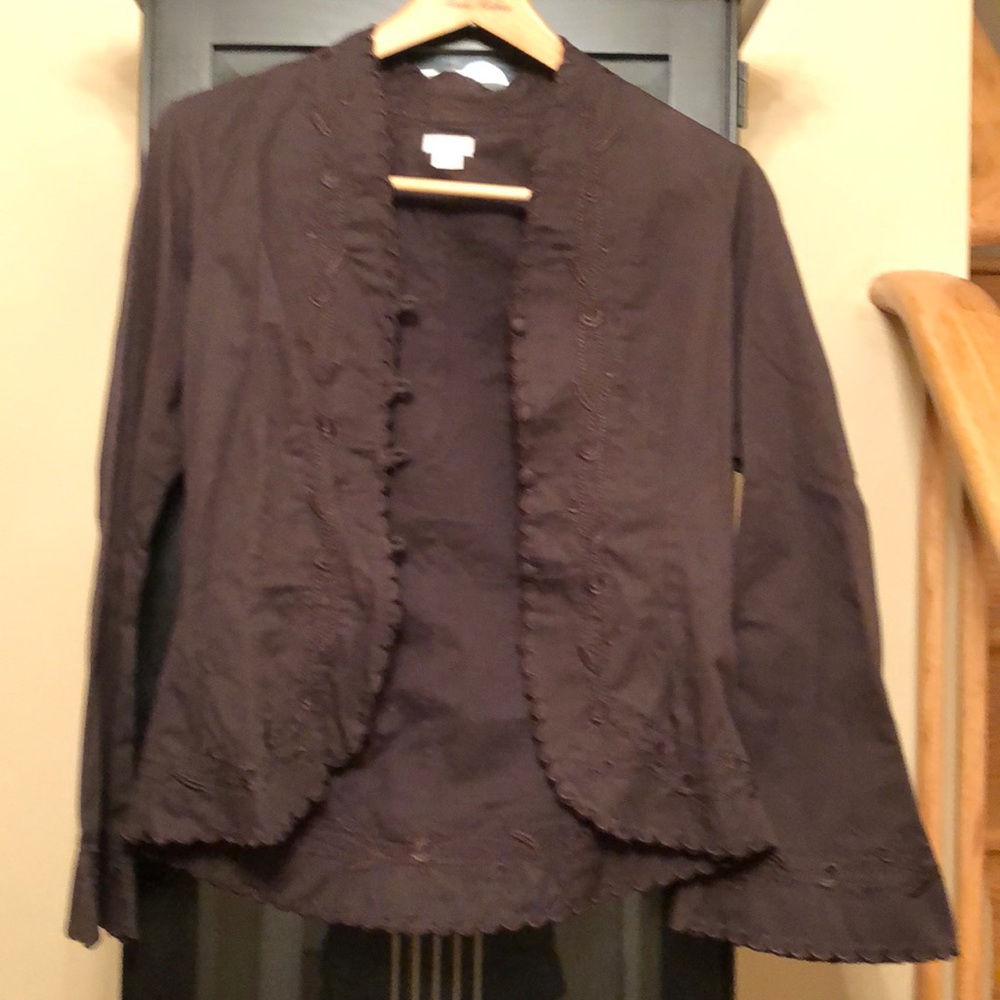 Anthropologie Snak brown embroidered blazer 8